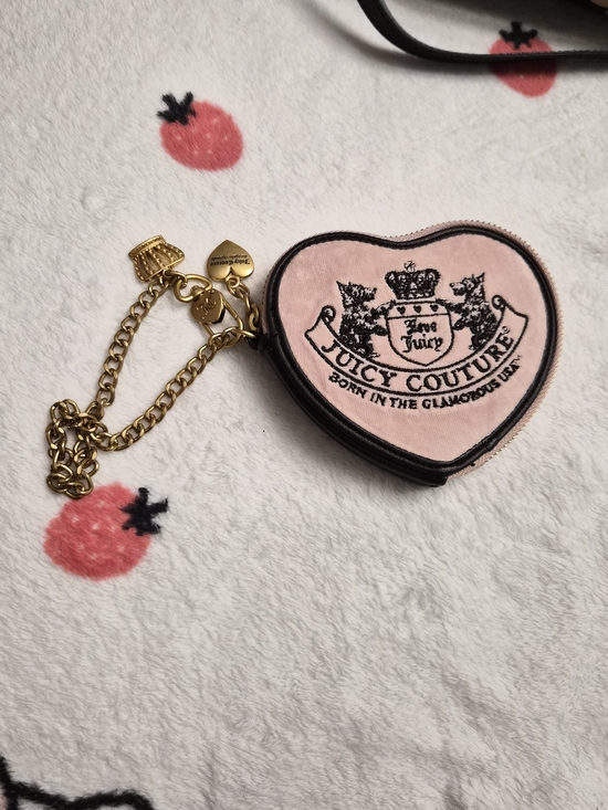 Juicy Couture Other - Juicy Couture Pink Heart Card & Coin Holder with Gold Chain Charms NWOT